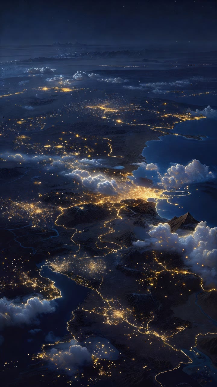 大陆夜景灯火